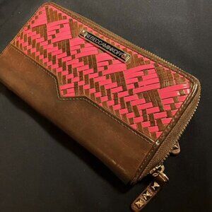 REBECCA MINKOFF woven leather continental wallet